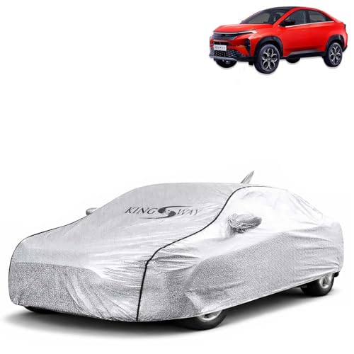 Image of KINGSWAY SilverTech 100% Waterproof Car Cover Only with Tata Curvv (Year 2024 Onwards - All Model) | Mirror and Antenna Pockets | Scratchproof | All Weather Car Body Cover