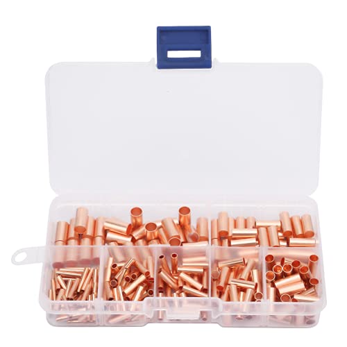 Copper Connecting Tube, 250 Pcs Red Copper Connecting Tube, GT1-6mm Intermediate Wire Joint Tube Connector, for Connecting Electric Cable