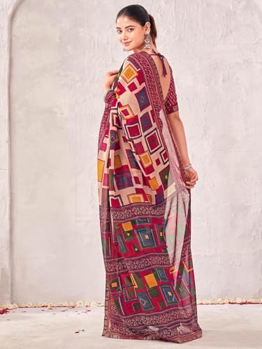 Image of SIRIL Women's Georgette Printed Saree with Unstitched Blouse Piece