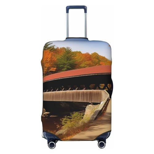 Travel Luggage Cover for Suitcase Tsa Approved, Washable Elastic Suitcase Protector, Albany Covered Bridge Suitcase Cover Anti-scratch Baggage Cover Fits 22-24 Inch Luggage Sleeve Small