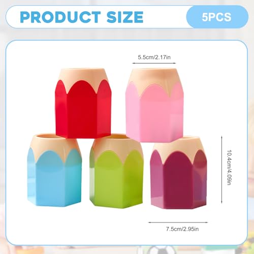 Hintyne Copo de lápis, 5 peças de porta-canetas em forma de lápis fofo, suporte de giz de cera de pl