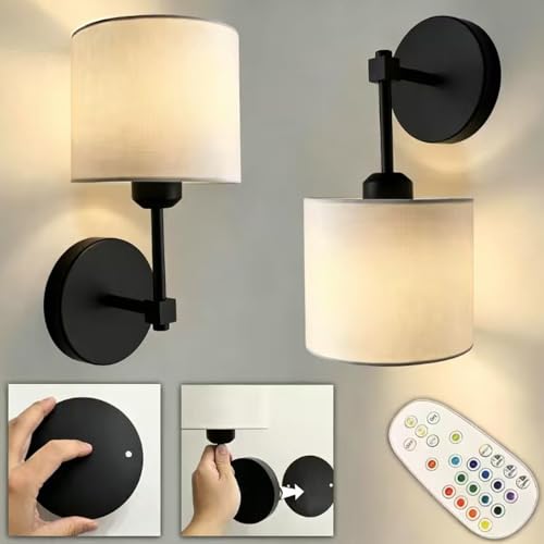 No Drill Peel and Stick Wall Sconces Battery Operated Set of 2