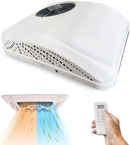 Condizionatore Da Tetto 12V Per Camper – 8800 BTU Raffreddamento, 4000 BTU Riscaldamento, Telecomando E LED