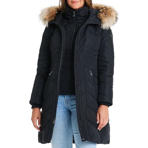 One Madison Nylon Down Winter Fur Coats for Women - Down Parka