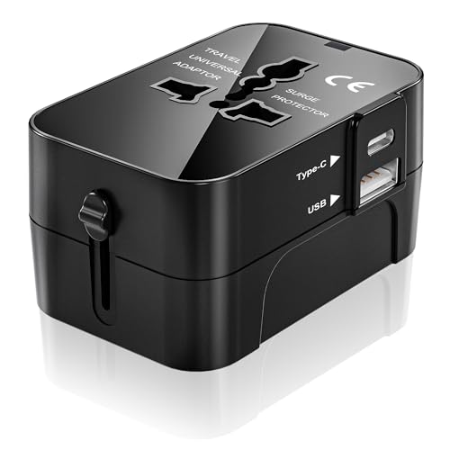 Adaptador Enchufe Universal, Cargador Universal Travel Adapter Adaptador de Viaje usb c Adaptador con USB & USB C, Adaptador universal Enchufe Viaje para UK,USA,EU,Japon,Tailandia Australia & 224+País