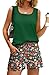 WIHOLL Two Piece Sets for Women Summer Date Outfits 2026 Cruise Outfits 2025 Spring Break Vacation Clothes Fashion Trendy Lounge Matching Sets Women's Clothing Tank Set Travel Airport Green Floral