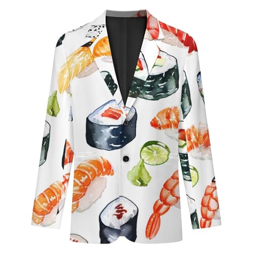 Watercolor Sushi Wasabi Casual Suits Jackets for Men Two Buttons Business Coat Wedding Dinner Party3