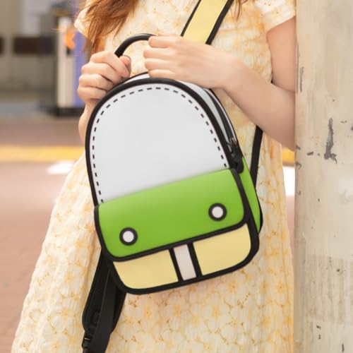 Original Cartoon Backpack (3D Adventure), Fun Novelty Backpacks Bags for Adults and Senior Year (Greenery, Small - J)2