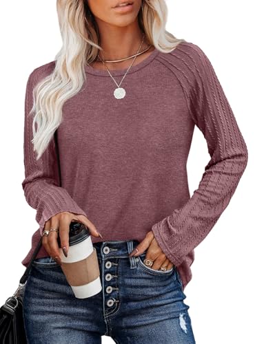 Image of OFEEFAN Long Sleeve Shirts for Womens Fall Fashion 2026 Crewneck Oversized Sweatshirt Tunic Tops to Wear with Leggings