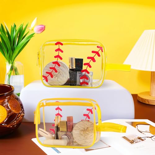 16PCS Softball Cosmetic Bag - Softball Gift Accessories Bags Goodie Snack Makeup Bag，Waterproof Softball Clear PVC Travel Bag,Toiletry Zipper Pouch Organizer,Softball Team Gifts for Girls Team Player4