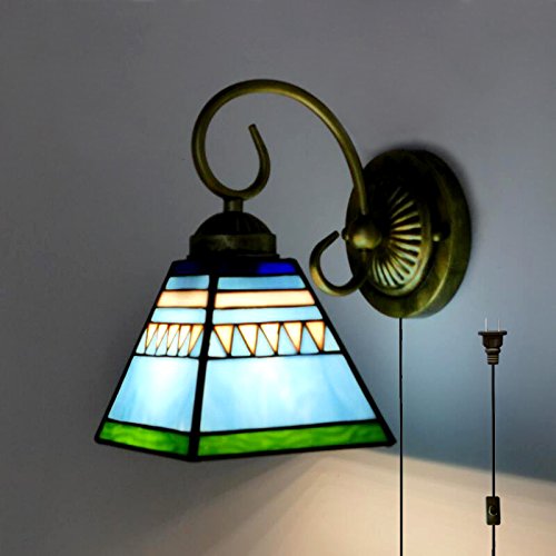 Image of Kiven Wall lamp E26 1-Light Plug-in Bulb not Included Wall Sconce Glass Shade 6 Foot Black Cord(BD0511)