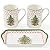 Spode Christmas Tree Polka Dot 10oz Mug & 8" Tray Set (3-Piece Set) - Festive Porcelain Mugs with Melamine Tray, Dishwasher & Microwave Safe - Ideal for Hot Chocolate or Coffee