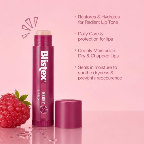 Image of Blistex Berry Lip Balm, 4.25 g | Moisturising Lip Balm for Dry & Chapped Lips | Daily Lip Care & Protection | Berry Flavour