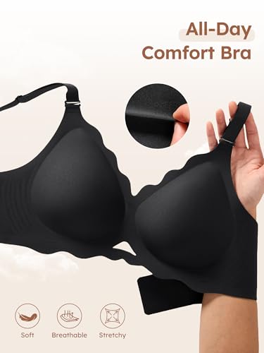 Image of Seamless Jelly Bras for Women - Wireless Gel Bra No Underwire with Support Full Coverage Comfort T-Shirt Bralette