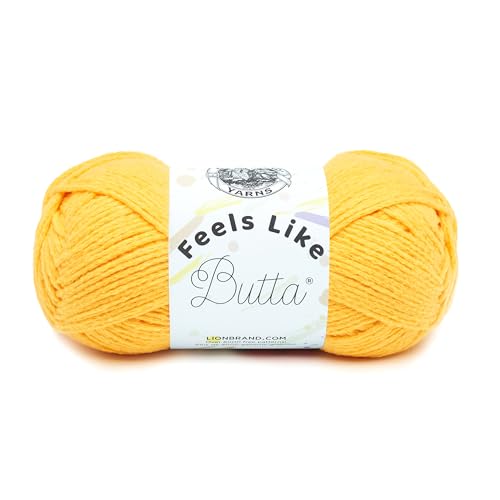 Image of Lion Brand Yarn Feels Like Butta Soft Yarn for Crocheting and Knitting, Velvety, 1-Pack, Yellow
