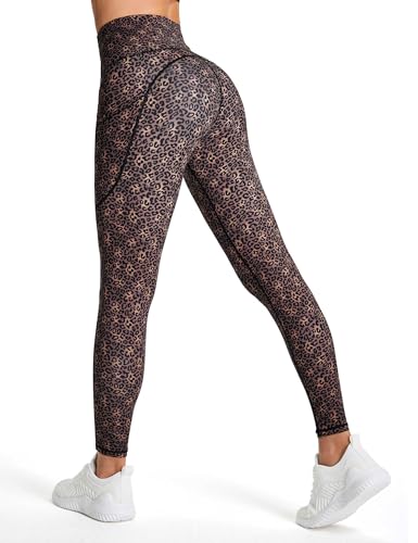 Image of THE GYM PEOPLE Thick High Waist Yoga Pants with Pockets, Tummy Control Workout Running Yoga Leggings for Women