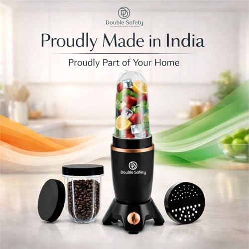 Image of 500W Nutri Blender | 2 Bullet Poly Jars For Smoothie, Juicing, Mixing Blending Juicer Mixer Grinder| Stainless Steel Blade | Fresh Smoothies, Shakes| 2 Year Warranty (Black)