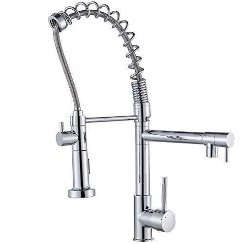 Saeuwtowy Latón cromado Grifo Cocina,Grifo Cocina Extraíble con caño 360°giratorio 2 funciones Grifo Mezclador para Agua Fría Y Caliente Grifos Fregadero.