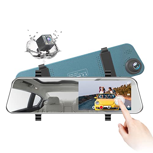 Mirror Dash Cam for Cars 1080P Rear View Mirror Backup Camera, 5'' IPS Full Touch Screen Front and...