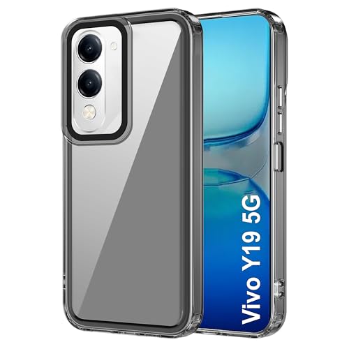 Image of amazon basics Back Case Cover for Vivo Y19 5G | Compatible for Vivo Y19 5G Back Cover | Case Cover with Camera Protection | (TPU + PC | Translucent Black)