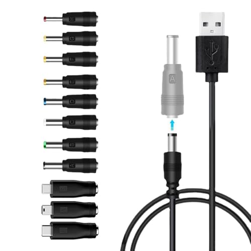 Versatile 5 V USB to DC Power Cable – 1.5 m Length with 11 Interchangeable Connectors for Universal Device Charging – Durable and Flexible Solution for Routers, Bluetooth Speakers, Power Banks, and More – Optimize Your Tech Setup Now!
