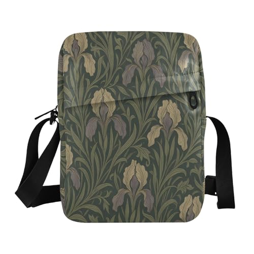 small messenger bag for men Crossbody Small Bag For Women Womens Crossbody Purses Adjustable Strap for Casual Casual- William Morris Iris Pattern