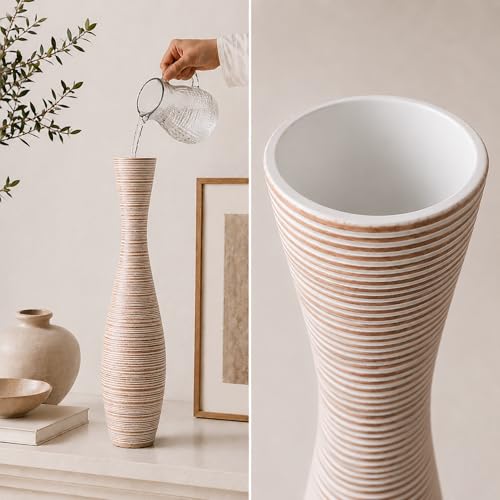 Image of Leewadee Large Floor Vase 20 inches Polyresin for Pampas Grass, Dried Flowers