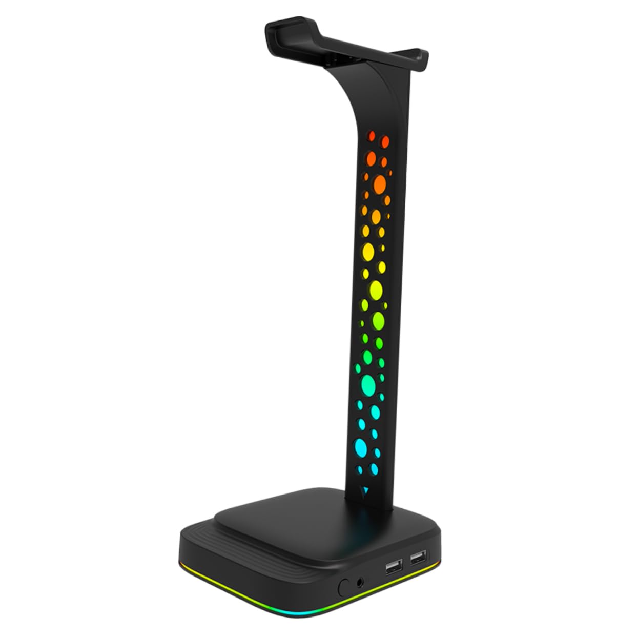 KOMBIUDA Soporte para Auriculares Gaming Función de Transmisión de Datos y Suministro de Energía Luz LED RGB Material Abs Doble USB para Escritorio