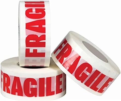 JKG® FRAGILE PACKAGING TAPE ROLL - 48mm x 50m - HEAVY DUTY - For cardboard boxes, moving house, parcel box packing tape (2" width)