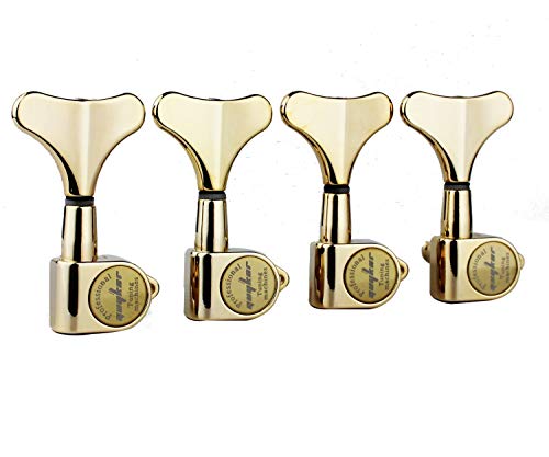 Guyker Guitar Bass Tuners (4 For Right) - 1:17 Ratio Headstock Sealed Tuning Key Pegs Machine Head Replacement For Electric Jazz Bass Or Precision Instruments - Golden #TOP1