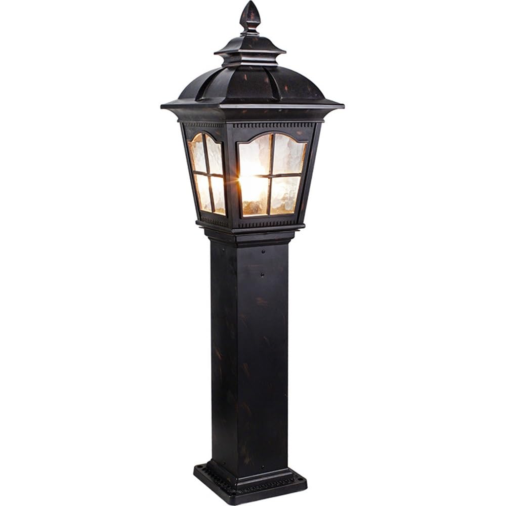 GTHTUHFD 33.1Inch Outside Pillar Lamp, European Post Lighting, Water Ripple Glass Shade Street Light For Yard Garden Patio Path