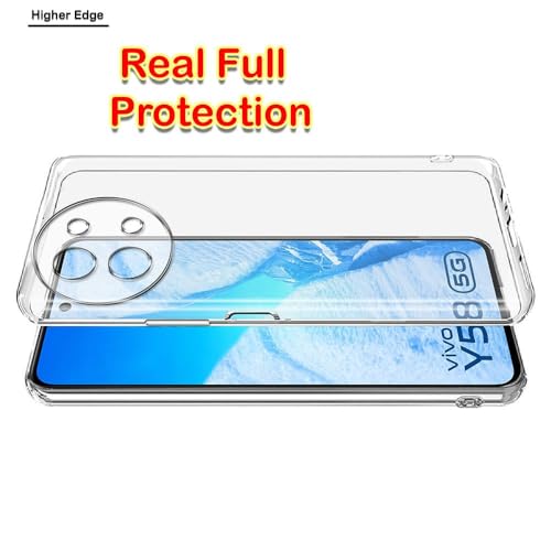 Image of NISHTECH for Vivo Y38 5G, Vivo Y58 5G (2024) Premium Transparent Hybrid Soft Slim Dust Proof Back Case Cover with Camera Protection