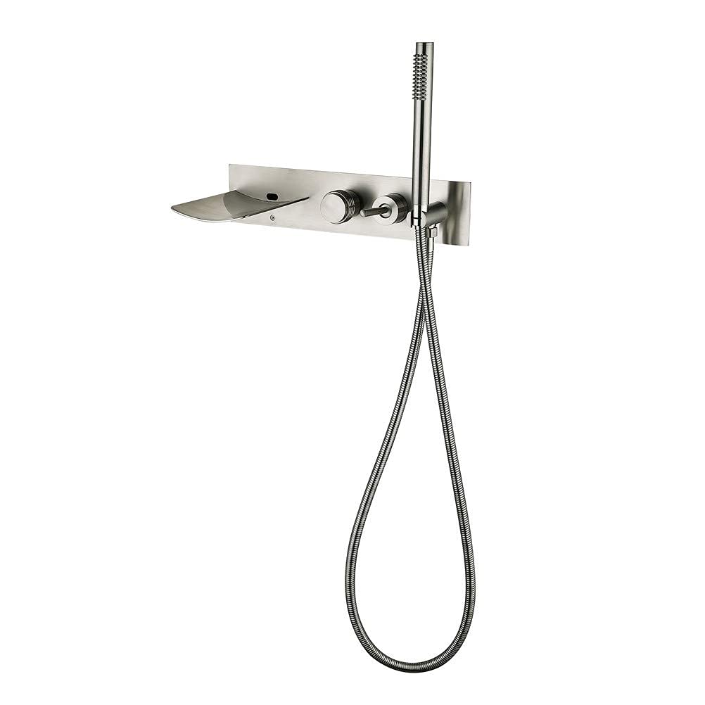 Robinet de baignoire avec douchette et flexible acier pour un grand débit cascade rapide