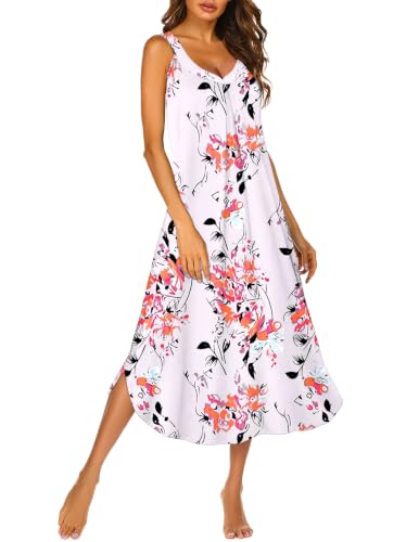 Image of Ekouaer Womens Sleeveless Nightgown Full Slip Nightshirt Long Nightwear Full Length Loungewear Tank Nightdress S-2XL