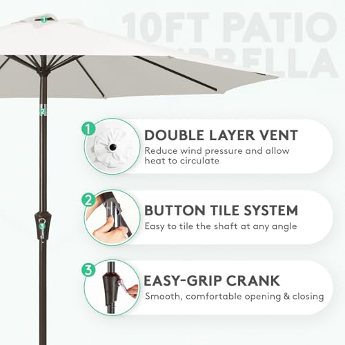Image of JEAREY 10FT Outdoor Patio Umbrella, Market Umbrella, White