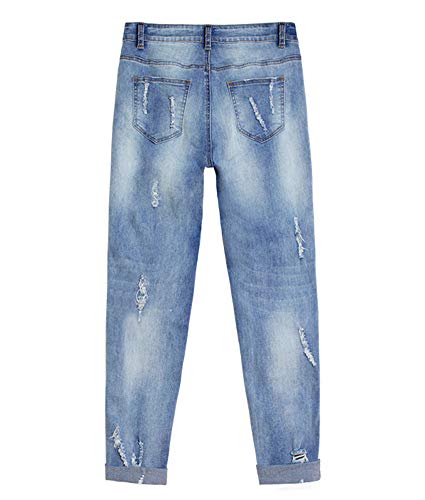 Ladyful Women's Floral Embroidered Jeans Flower Embellished Cropped Straight Leg Jeans Distressed Ripped Denim Pant3