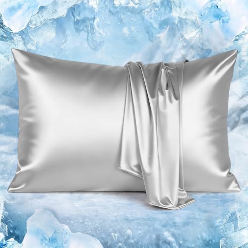 Avolare Cooling Pillow Cases King Size 2 Pack, Silky, Grey