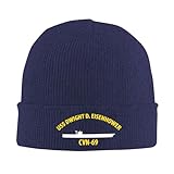Piegricdiat USS Dwight D Eisenhower CVN-69 Beanie for Men and Women Winter Knit Skull Cap Warm Hats Navy Blue
