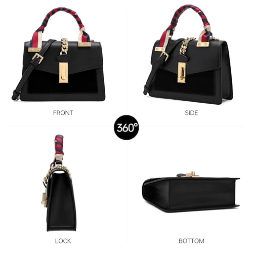 LA FESTIN Leather Top Handle Crossbody Bag for Women Small Handbag Designer Shoulder Satchel Purses with Detachable Strap3