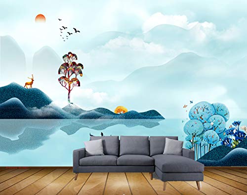Beibehang Exclusive BVZ0521 New Chinese Creative Hand Painted Landscape Tv Background Wall HD 3D Wallpaper(274 cm x 213 cm)