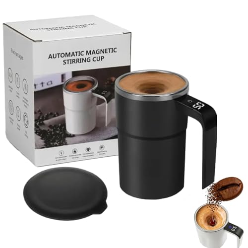 Image of 1PCS Self-Stirring Magnetic Coffee Cup with Temp Display, Smart Mugs for Hot Drinks, Self Stirring Mug Rechargeable, Automatic Magnetic Stirring Coffee Mug for Coffee, Milk, Cocoa, 380ml (Black)