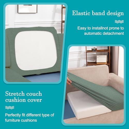 Image of BIETYONE 14Pcs Stretch Patio Cushion Covers,Outdoor Couch Covers Replacement,Outdoor Couch & Sofa Slipcovers,for Patio Furniture Cushion Covers,Washable Reusable Furniture Protector (Cyan,Cover Only)