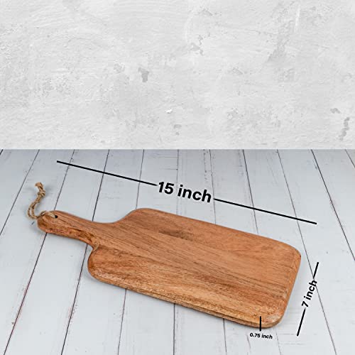 Samhita Acacia Wood Cutting Board, For Meat, Cheese, Bread, Vegetables & Fruits, With Grip Handle (15" X 7") #TOP4