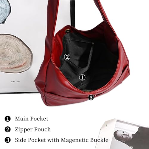 Image of Hobo Bags for Women, Vegan Leather Shoulder Handbag Tote Bag | Soft purse for teachers, office, college, travel, vacation& daily commute