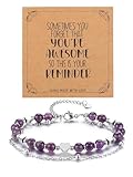 CrystalTears Amethyst Crystal Heart Bracelet for Women Girls, Silver Layered Amethyst Stone Healing Gemstone Beaded Bracelets Jewellery Gifts for Women Mum Girls Friends Birthday Christmas
