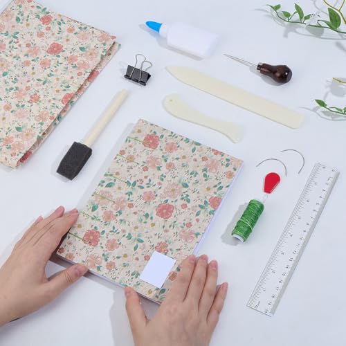 Kit de reliure copte DIY complet avec outils et couverture A5 fleurie