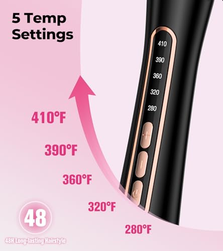 Image of Farery Bubble Curling Wand for Long Hair - 32mm Ceramic Coated Springless Barrel for Defined Spiral Curls & Waves, Smooth Shine, Includes Heat Resistant Glove, 5 Temp Settings, Dual Voltage