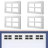 4 Pcs Garage Door Windows, Replacement Vinyl Garage Door Windows Inserts Kit for 1.3'' Thick Door Frame with UV Resistant Resin Glass, Window Inserts for Exterior Garage Doors(20.75x13.77'')