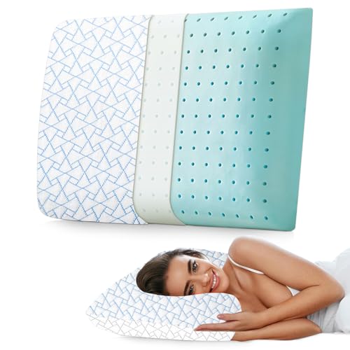 Image of AYKA Dual Season Cooling Memory Foam Pillow for Neck & Shoulder Pain | Neck Orthopedic Pillow for Sleeping, Pain Relief & Spinal Alignment | Ergonomic Design | 2 Years Warranty (Set of 1)