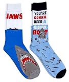Hyp Jaws Shark Movie You're Gonna Need A Bigger Boat Men's Crew Socks 2 Pair Pack